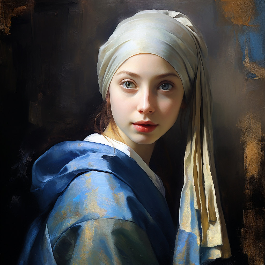 Painting of a girl with pearl earring in Monet's style