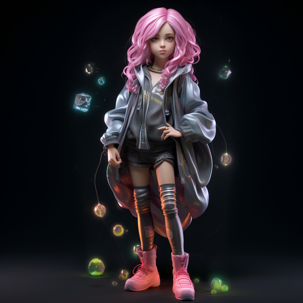 Young girl wizard with neon hair