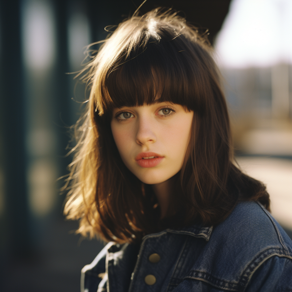 Girl with Brown Hair and Denim Jacket