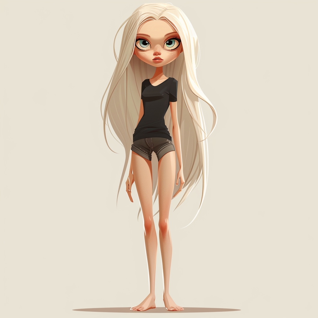 Stylized 15-Year-Old Girl Cartoon