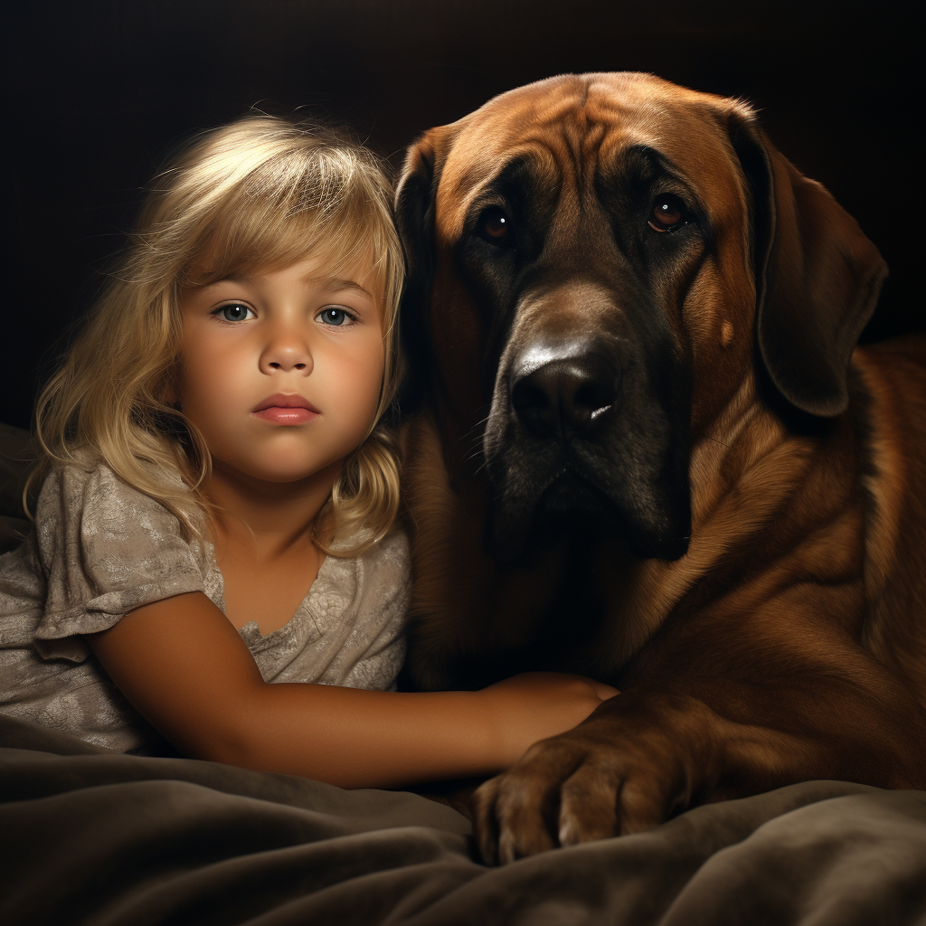 Sweet girl with bloodhound sleeping on couch