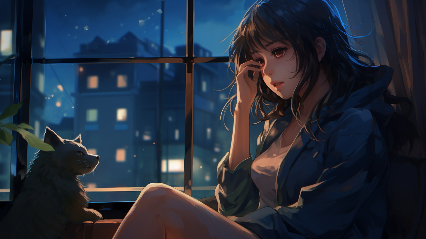 Girl enjoying rainy night