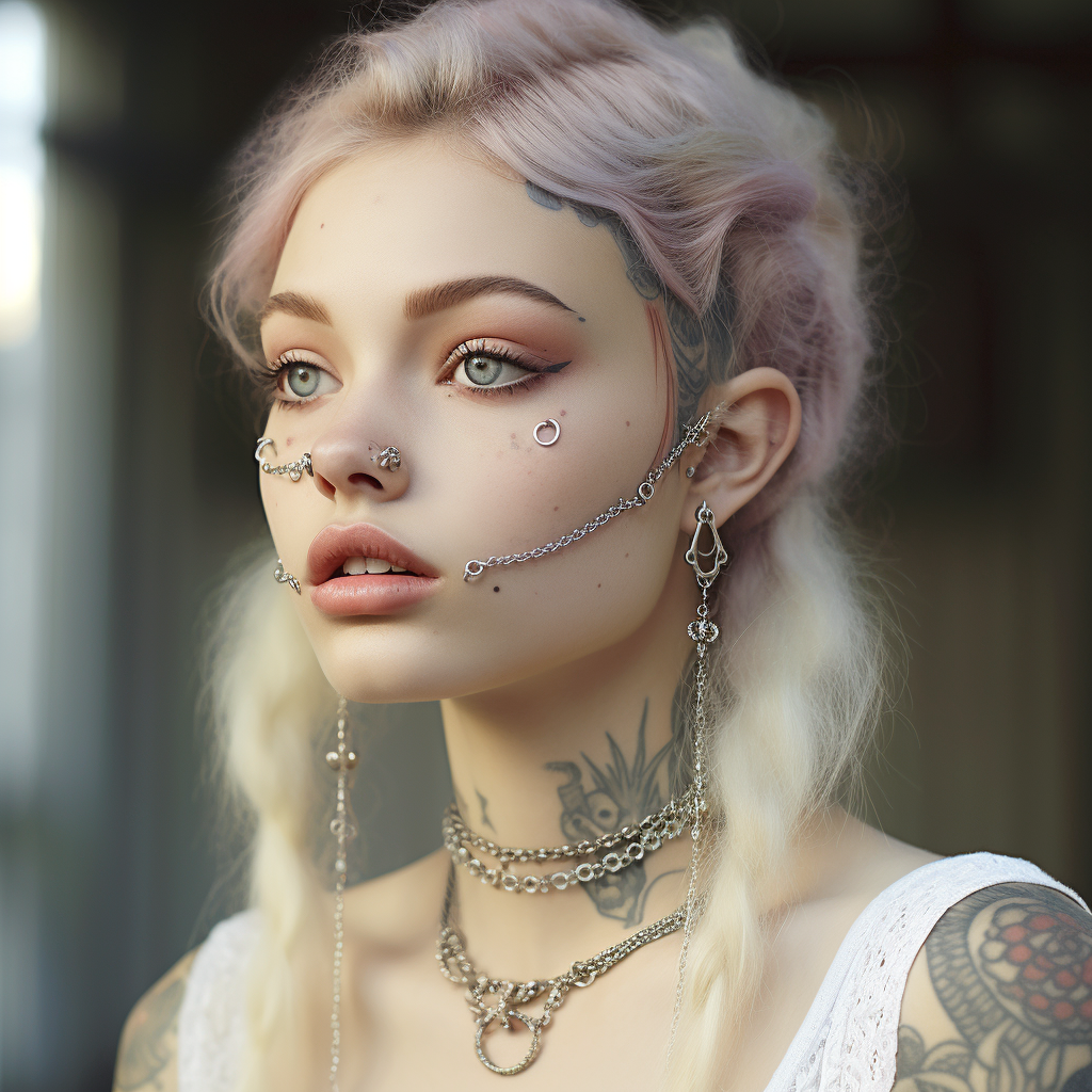 Edgy girl with stylish piercings