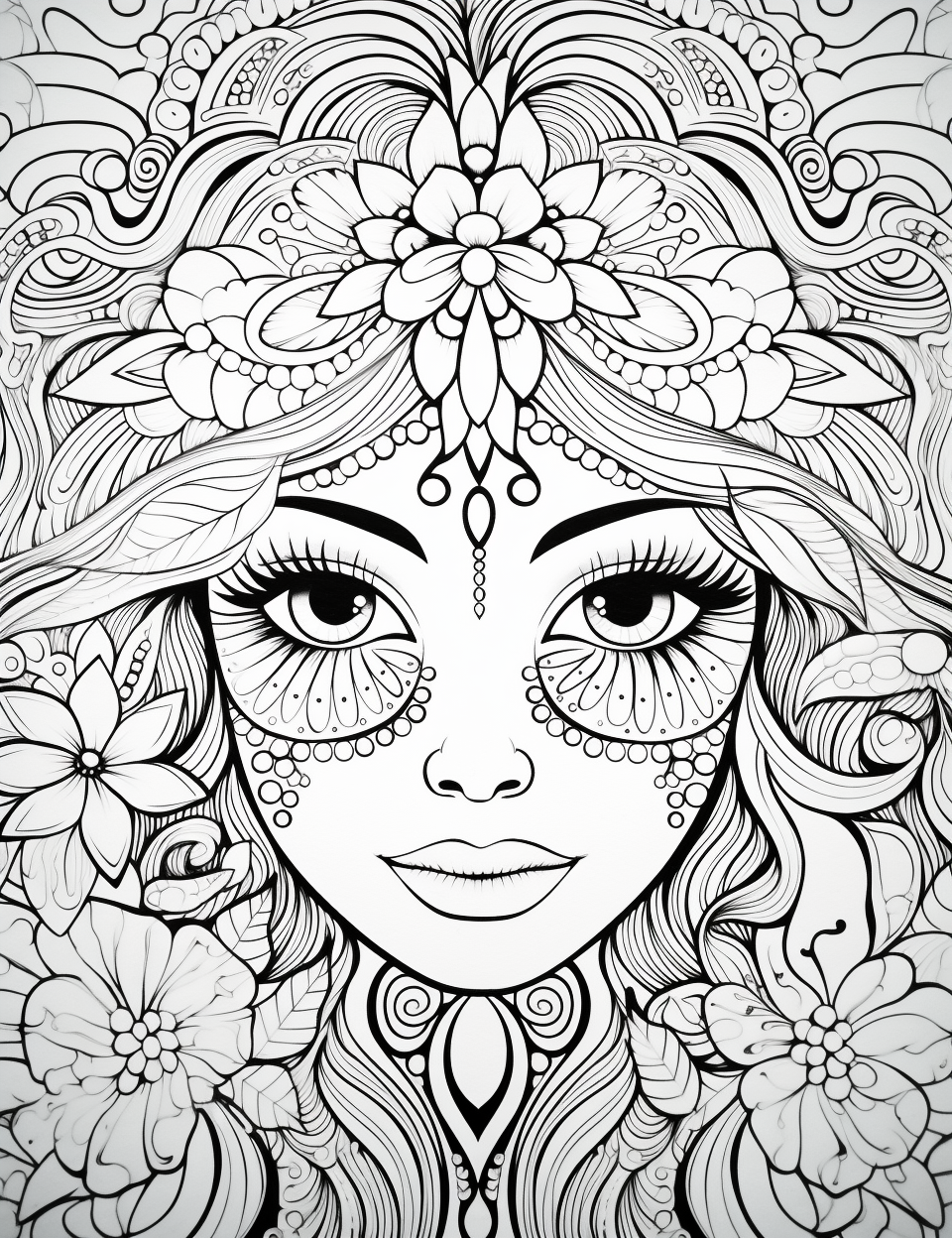 Simple girls face coloring page