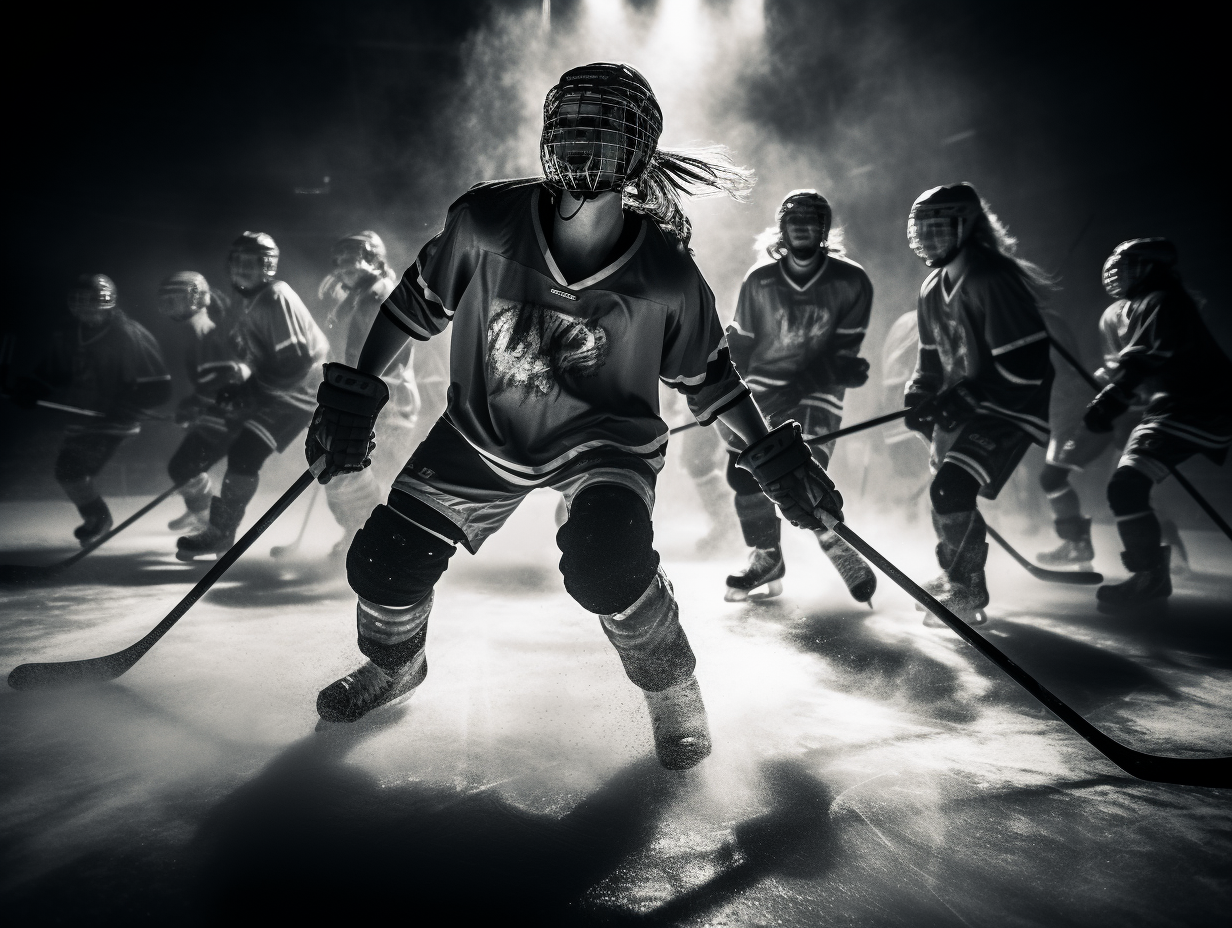 Girls hockey action shot winning