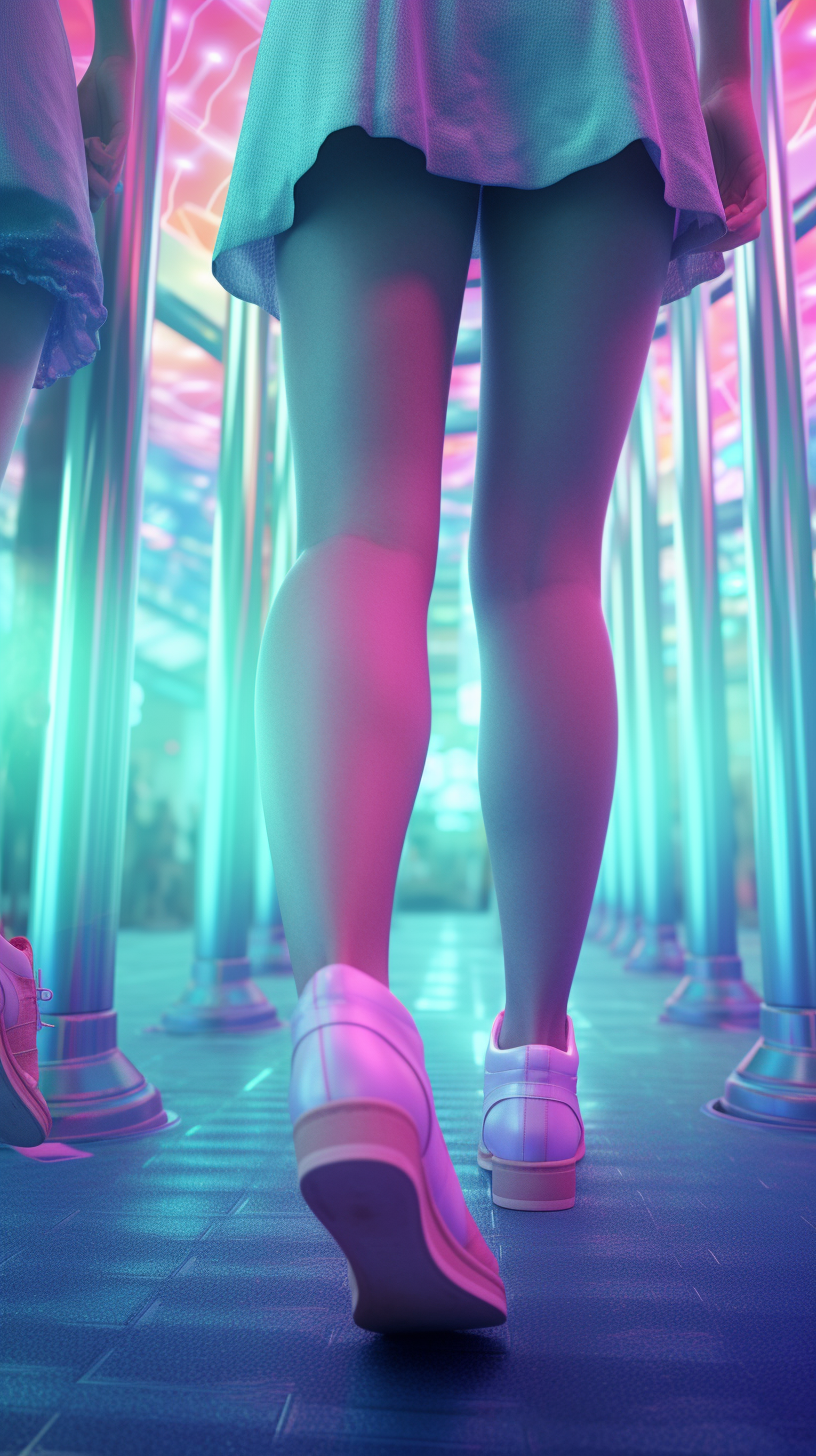 Girls legs in vapor wave style