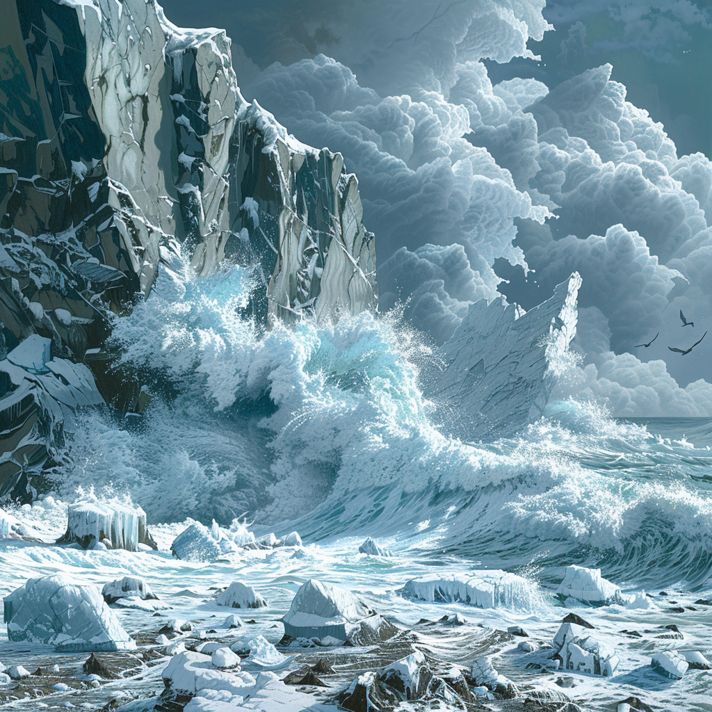 Glacial Calving Ocean Waves Icebergs