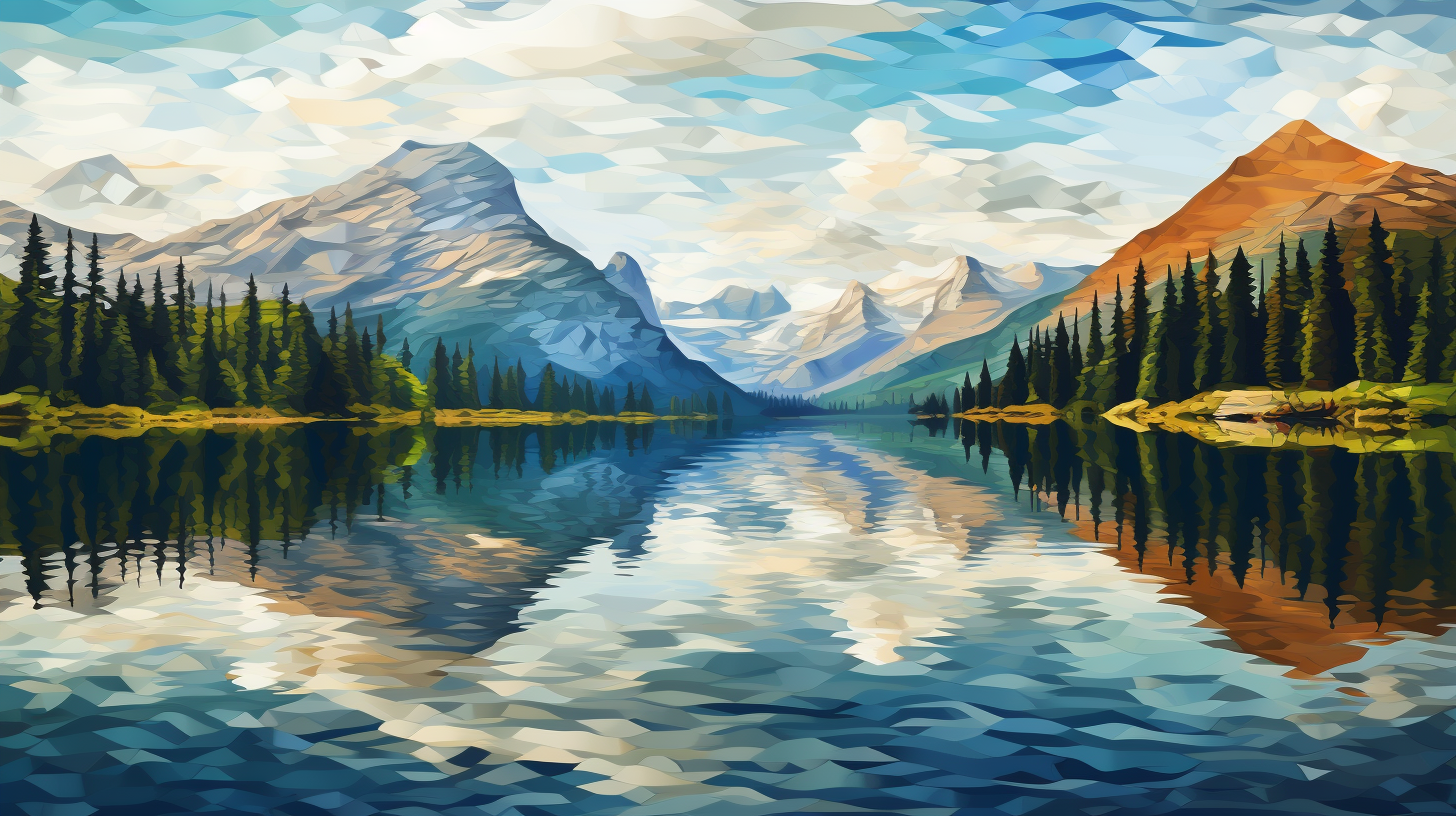 Pixelated art of Glacier National Park