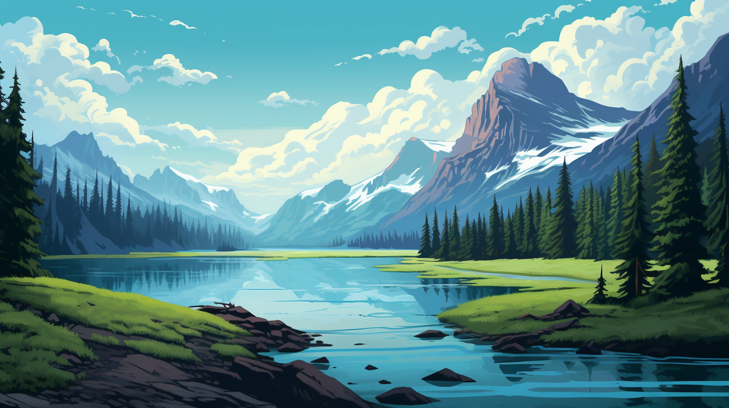 Glacier National Park in 8-bit art