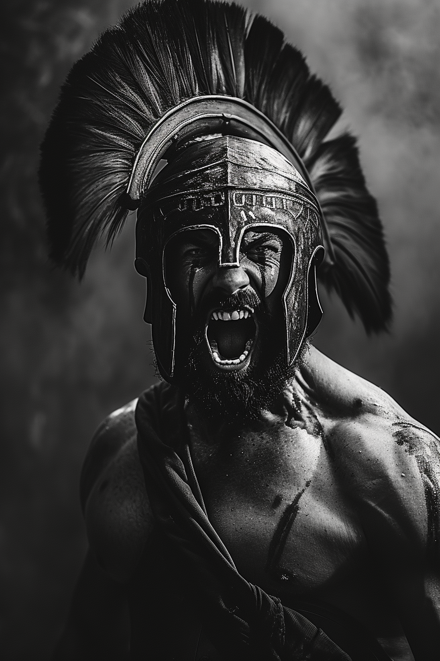 Gladiator in rage portrait