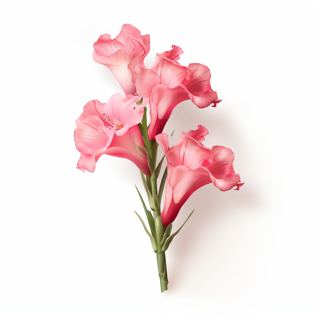 Gladiolus flowers on white background