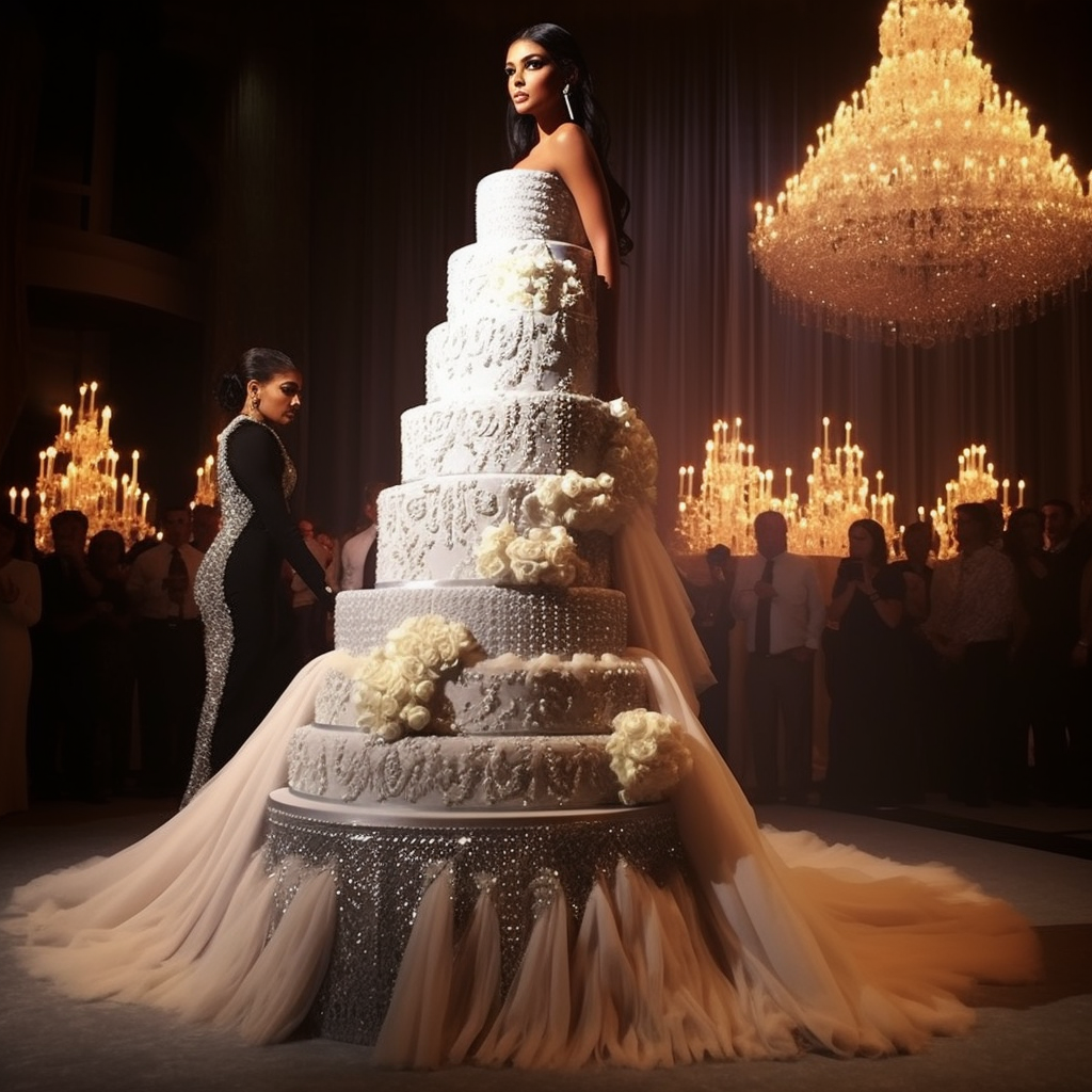 Glamorous contemporary wedding cake with extravagant details