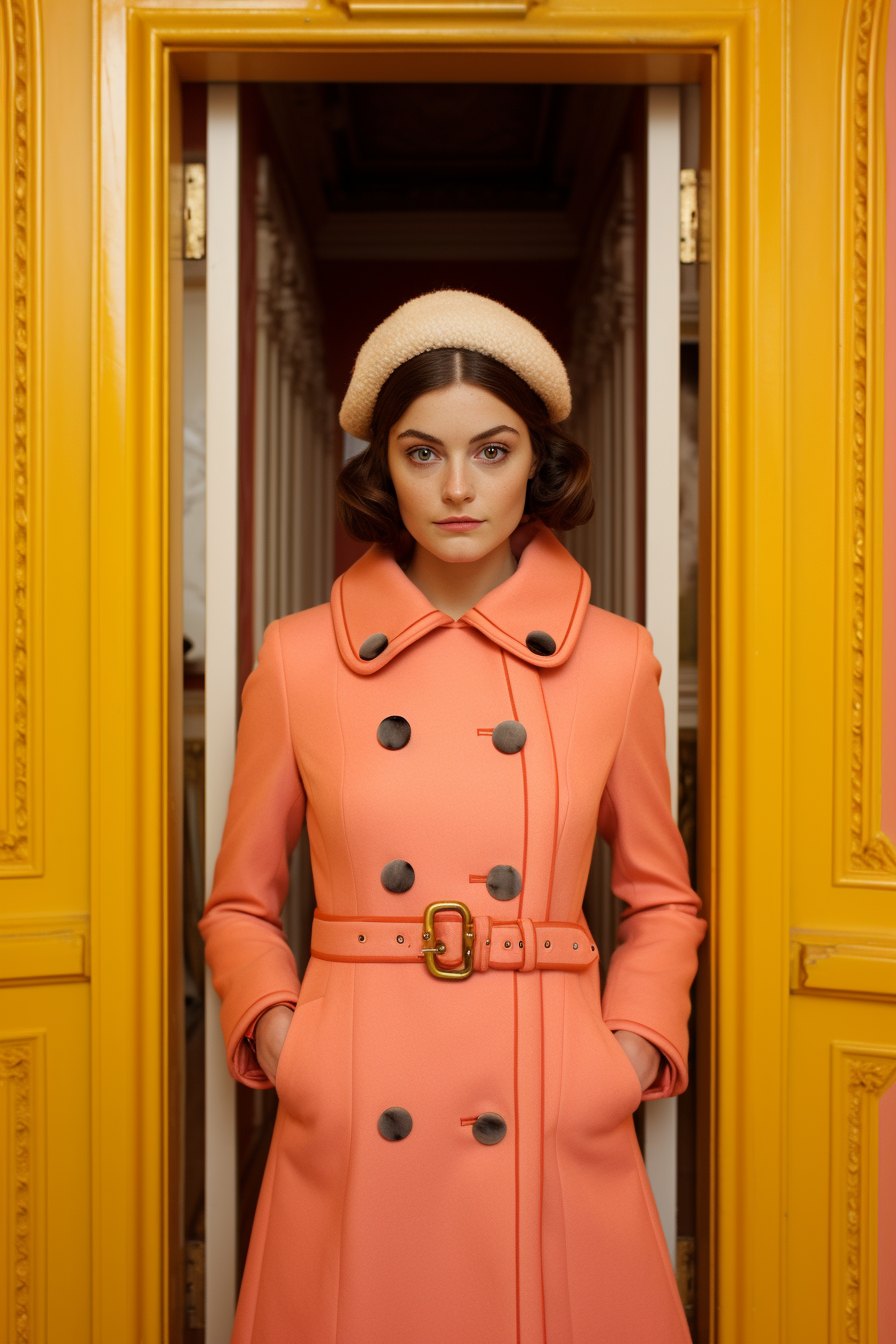 Glamorous French Woman in Wes Anderson Style