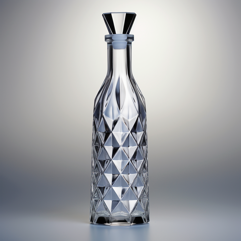 Clear glass bottle with genie topper