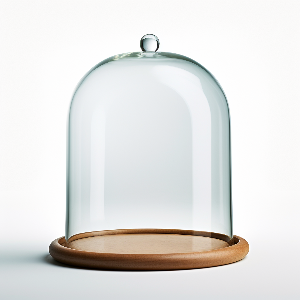 Glass cloche on white background