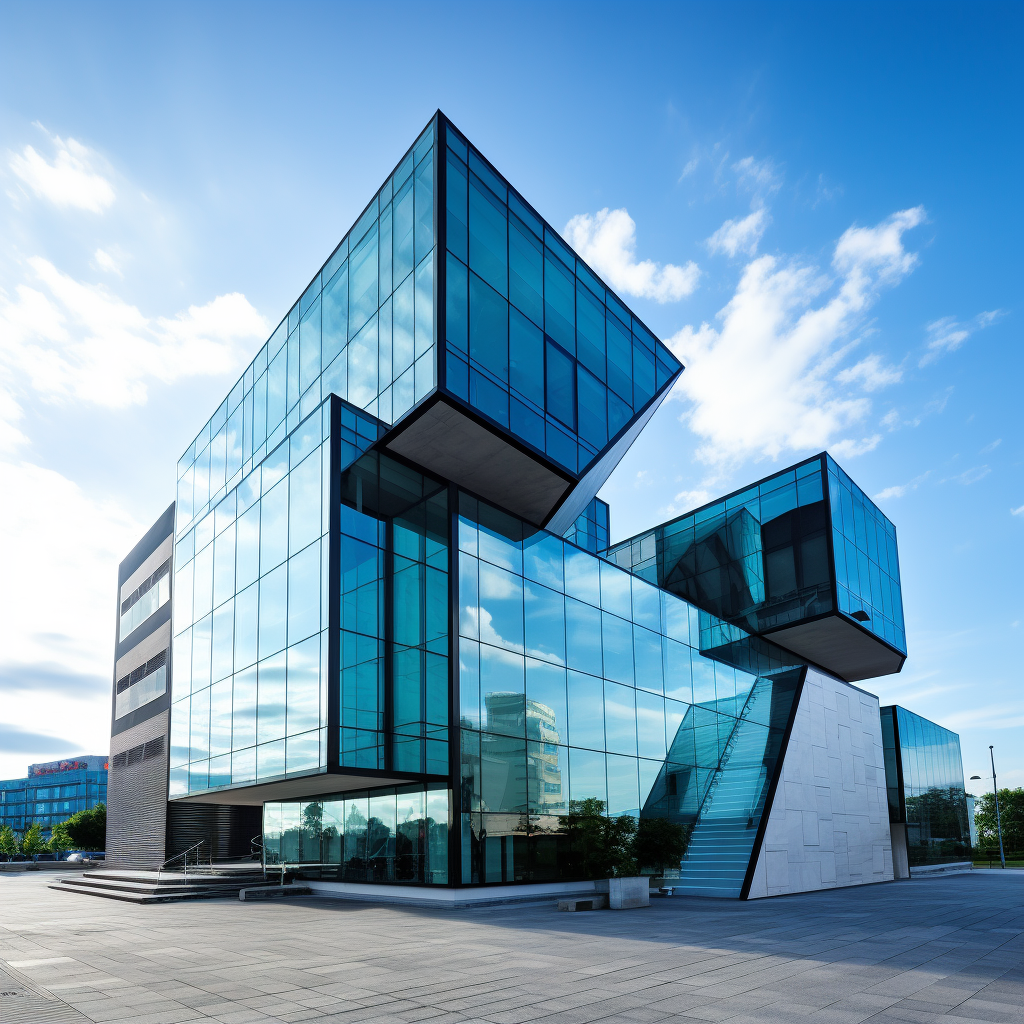 Close-up of Glass Concrete Building