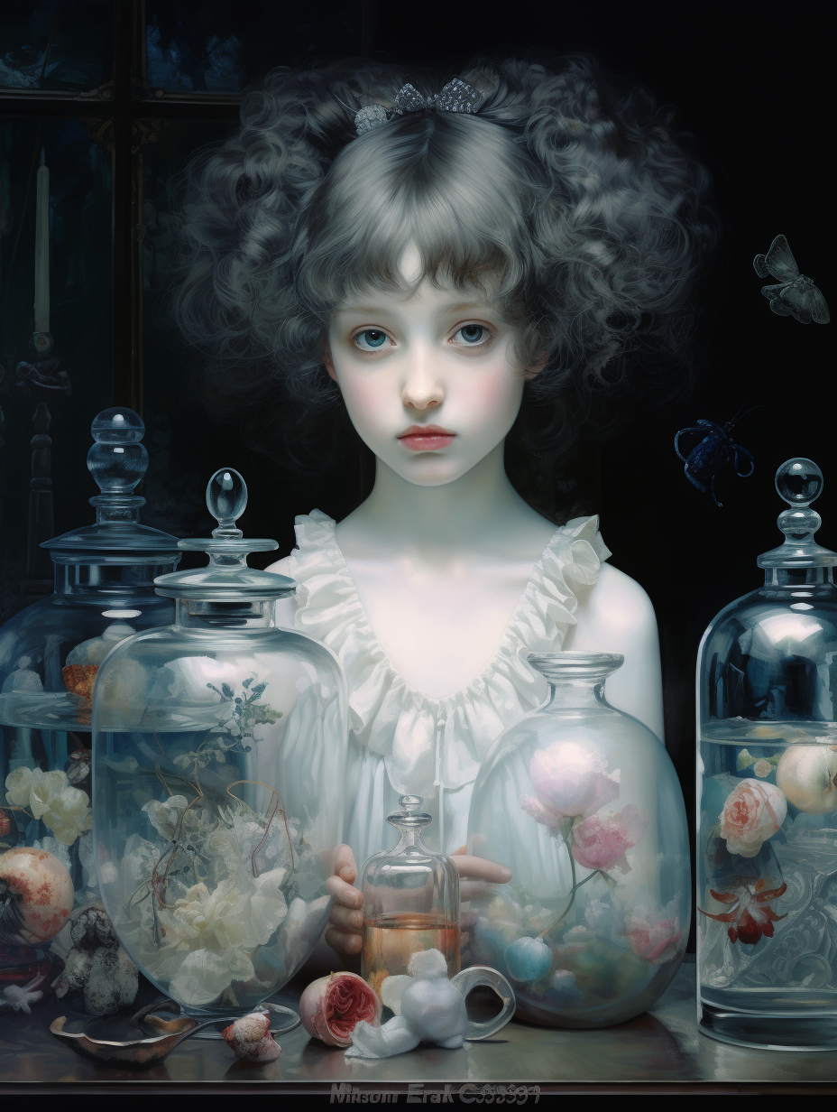 Glass doll and menagerie painting