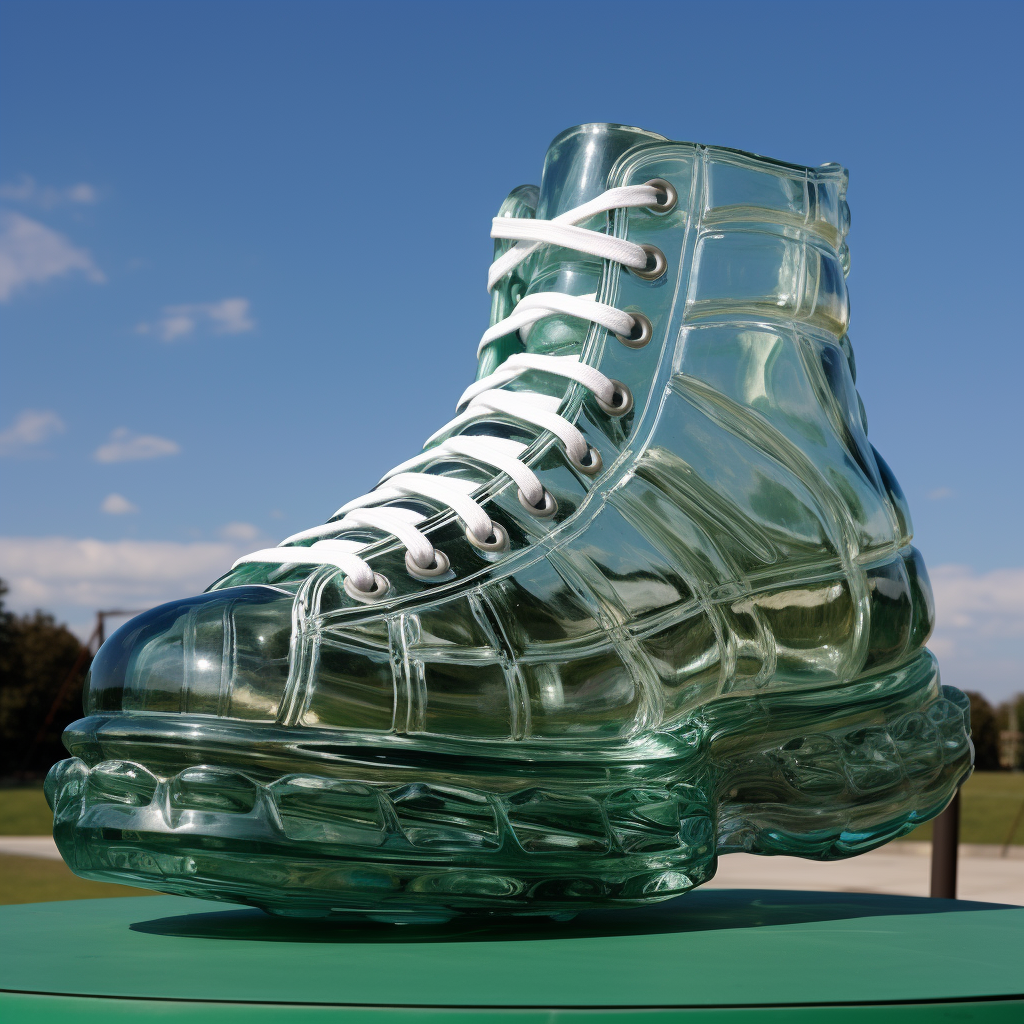 Glass football dome in high top shoe shape