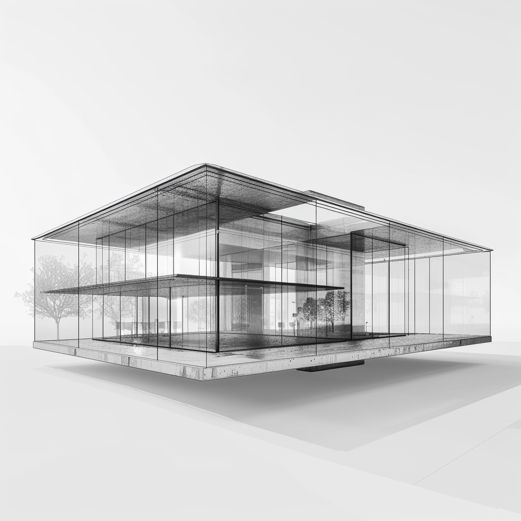 3D Glass House Architecture Design