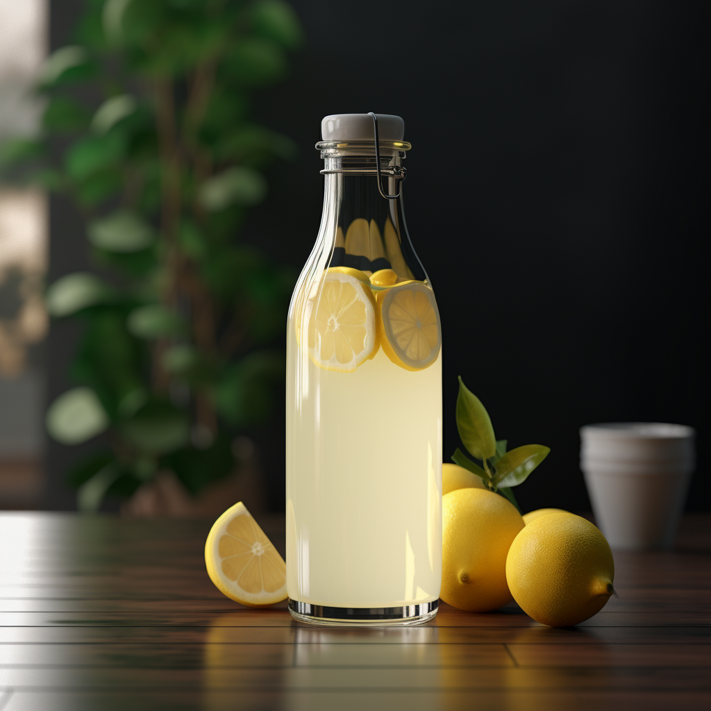 Glass mini bottle with plastic cap for lemonade juice