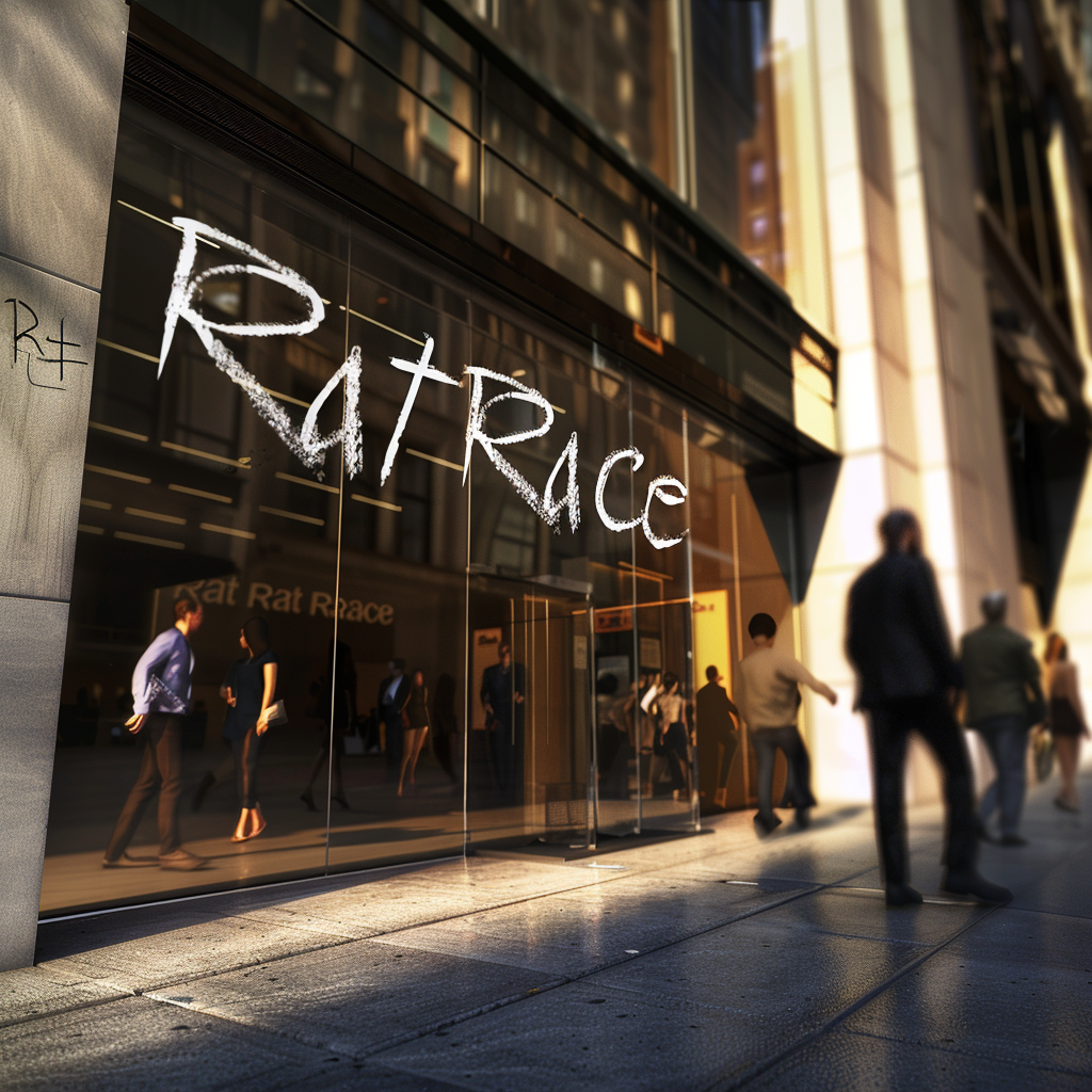 Glass office building entrance  Rat Race