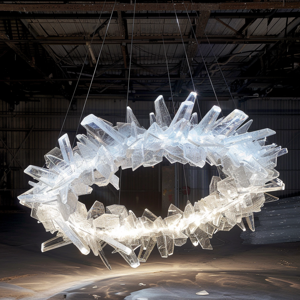 Glass Ring Chandelier Ice