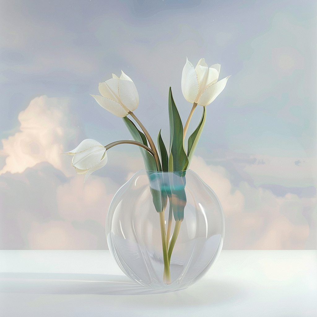 Tulips in Glass Vase