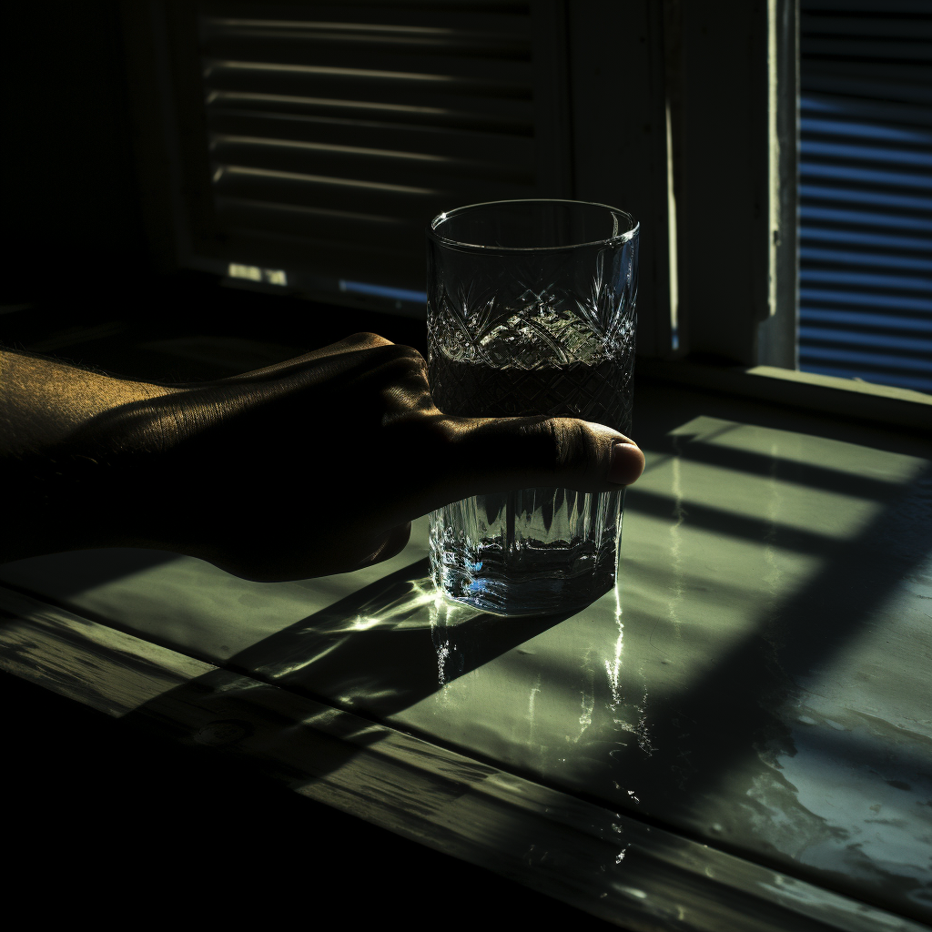 Empty glass with spooky water drops