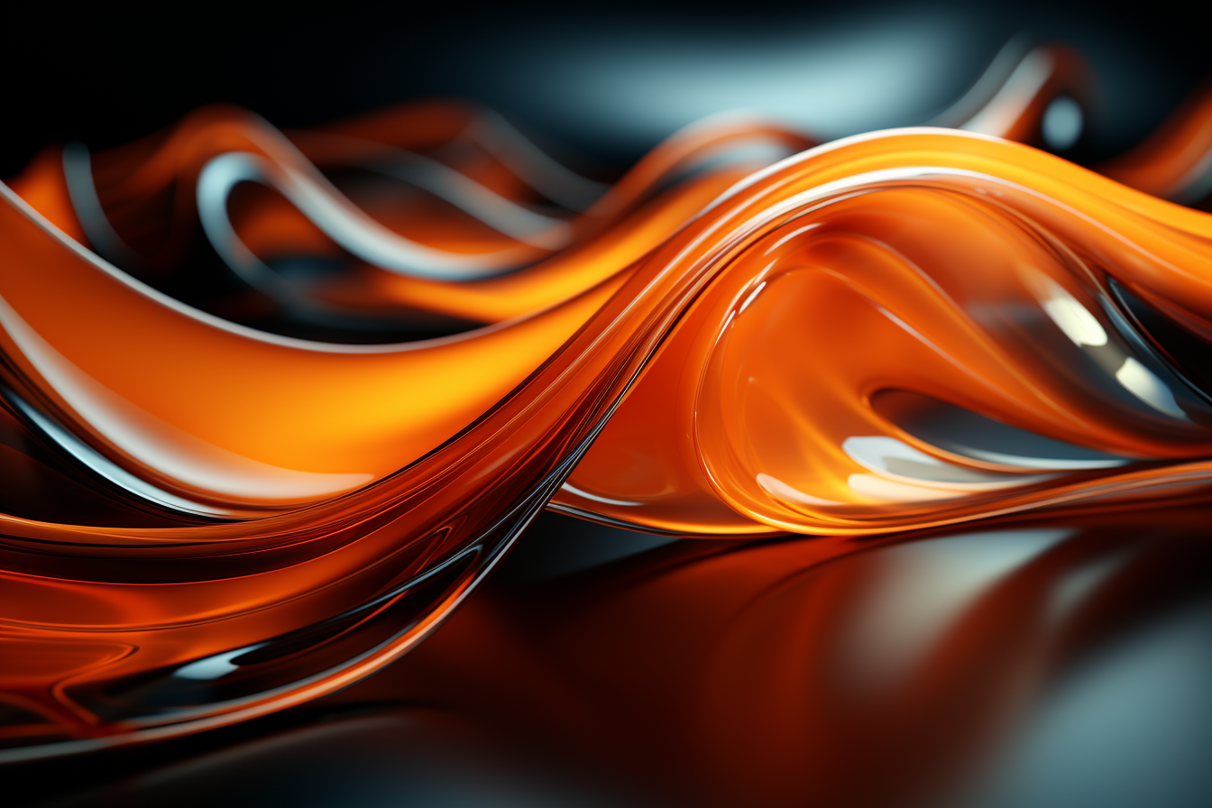 Vibrant glass wave on orange background