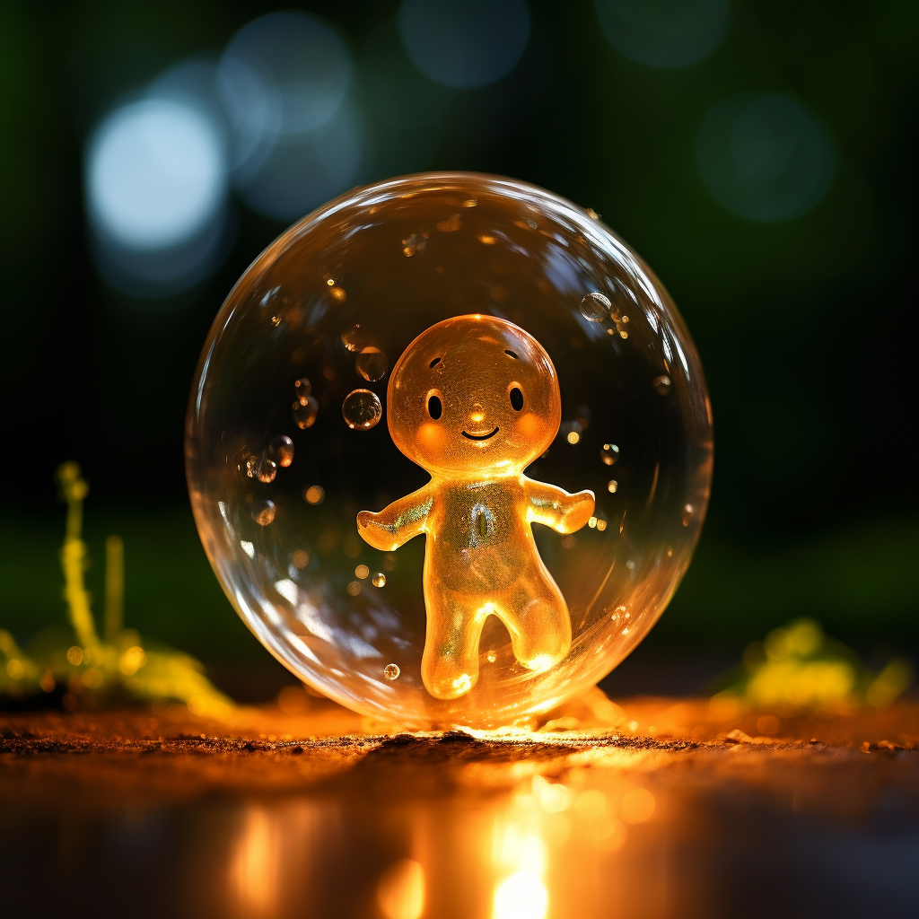 Cute glass bubble world with transparent effects