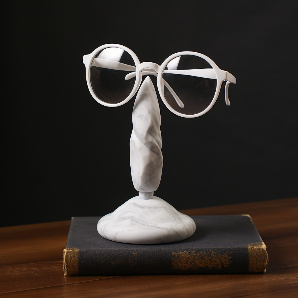 Stylish glasses stand on round marble base