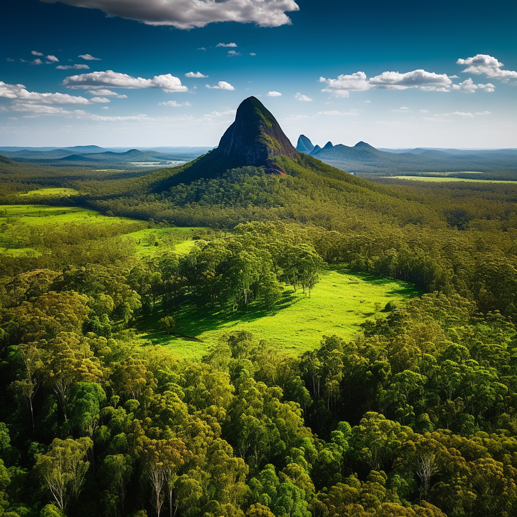 Scenic views of Glass House Mountains