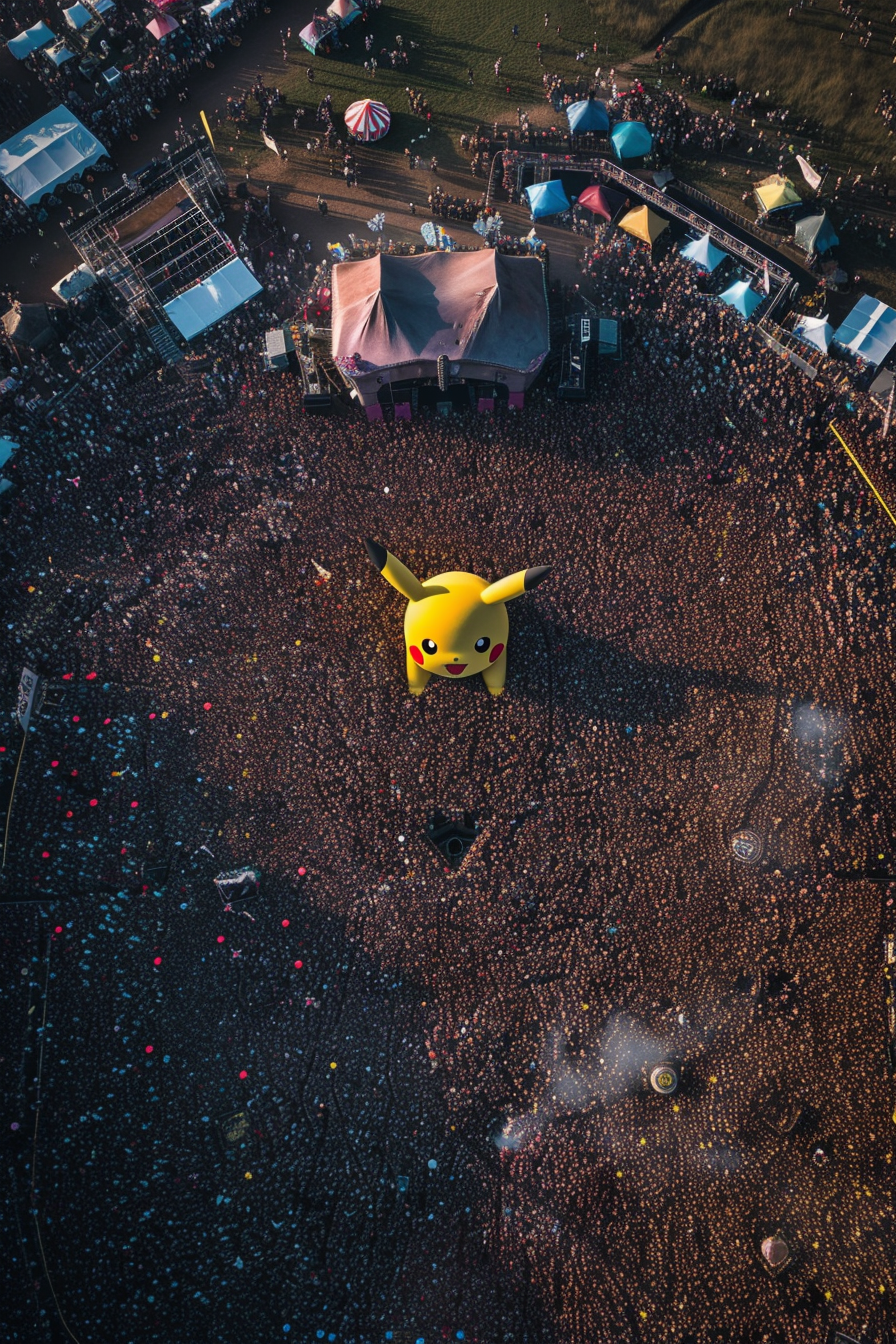 Glastonbury Drone Shot Pokemon Crowd