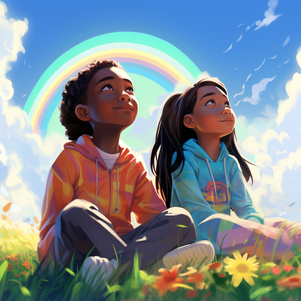 Glen Keane Rainbow Meditation Kids Illustration