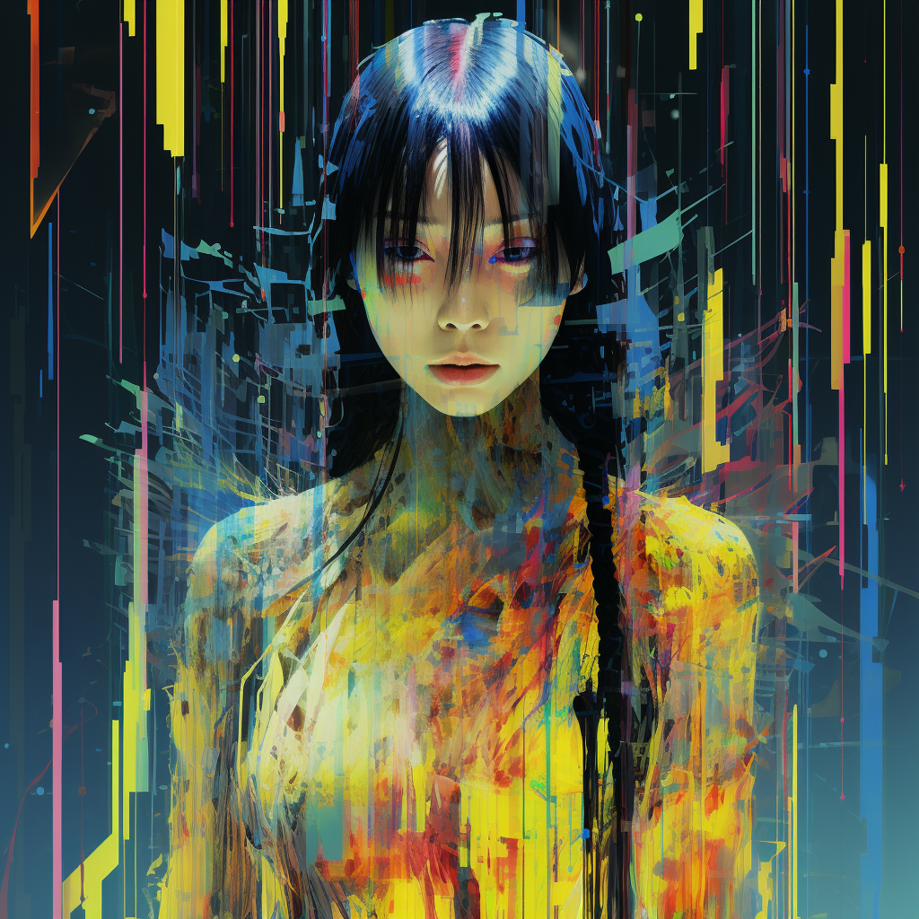 Colorful glitch art creation by AI