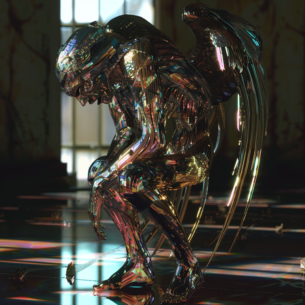 Glitched abstract angel demon render