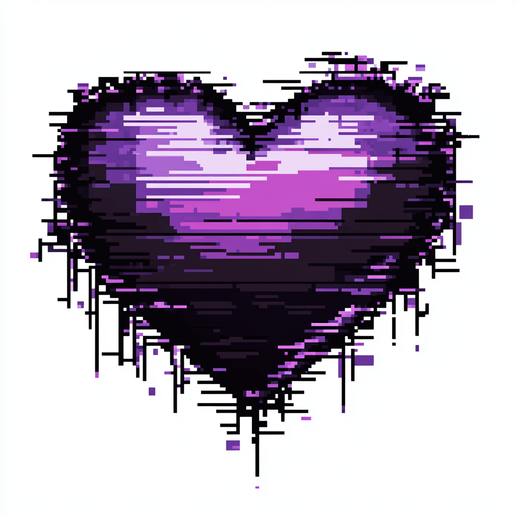 Purple and black glitchy heart