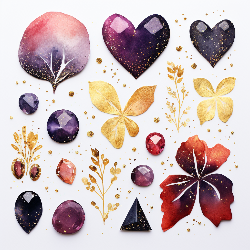 Beautiful glitter and watercolor elements