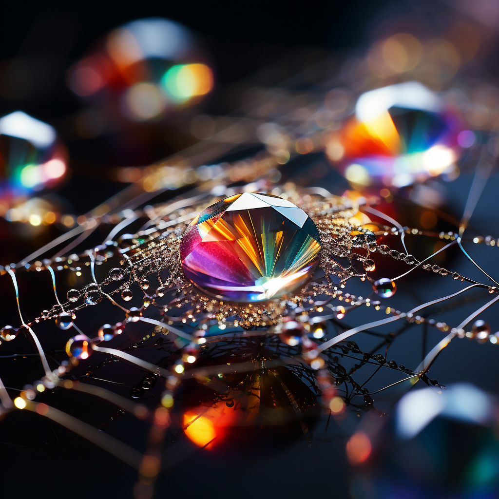 Sparkling web adorned with precious jewels