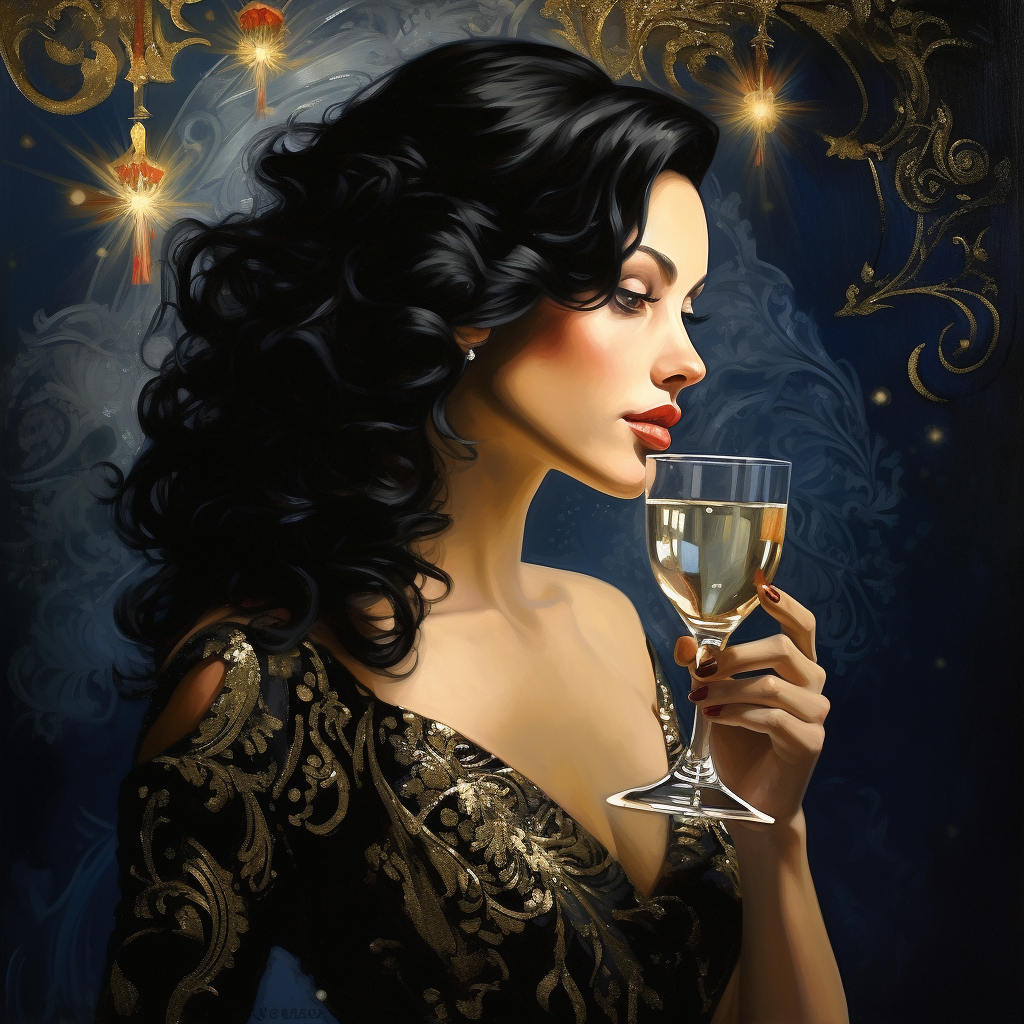 Stylish Woman Holding Glass of Champagne