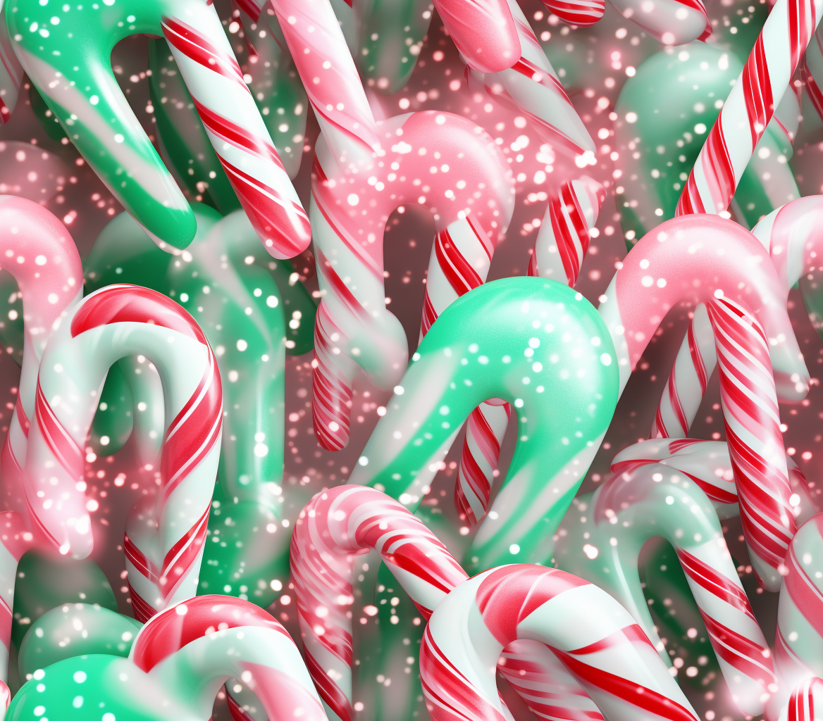 Colorful candy canes with glittery sparkles