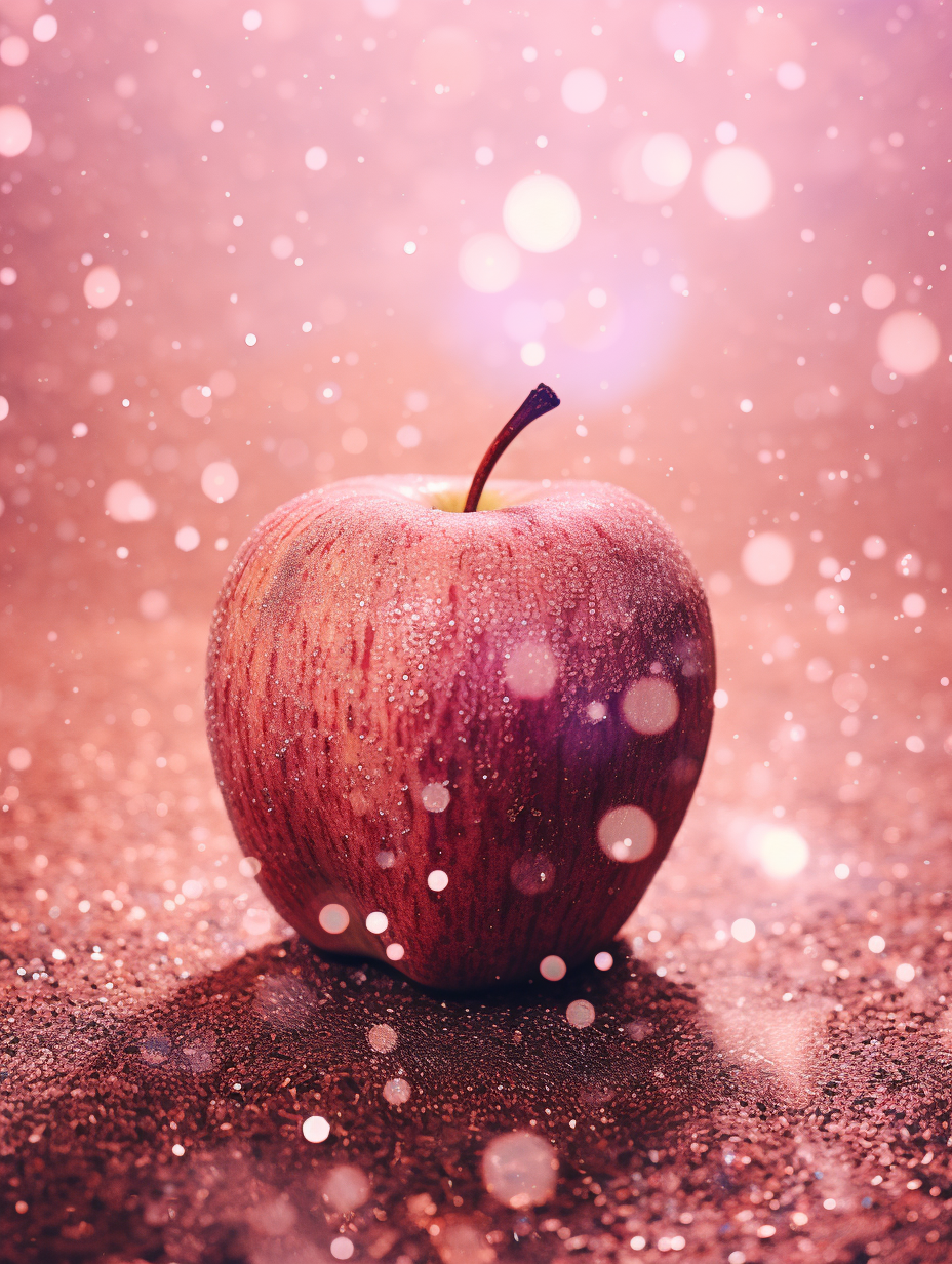 Beautiful apple on glittery y2k background