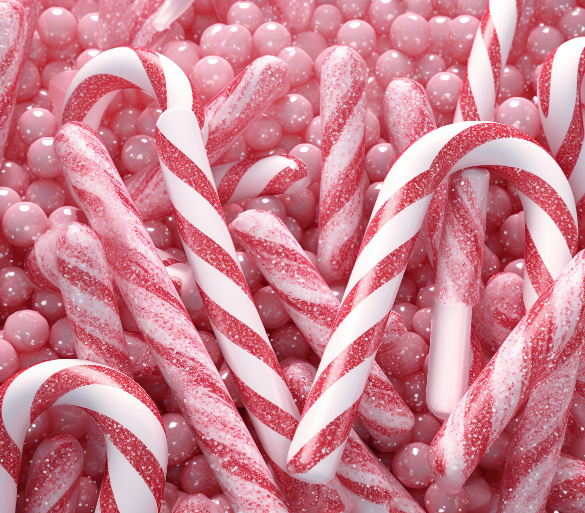 Shiny candy canes with glittery texture