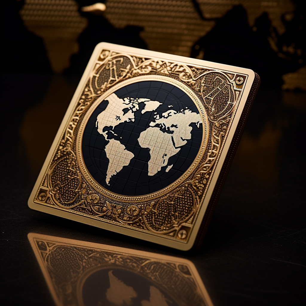 Elegant poker card with globe motif