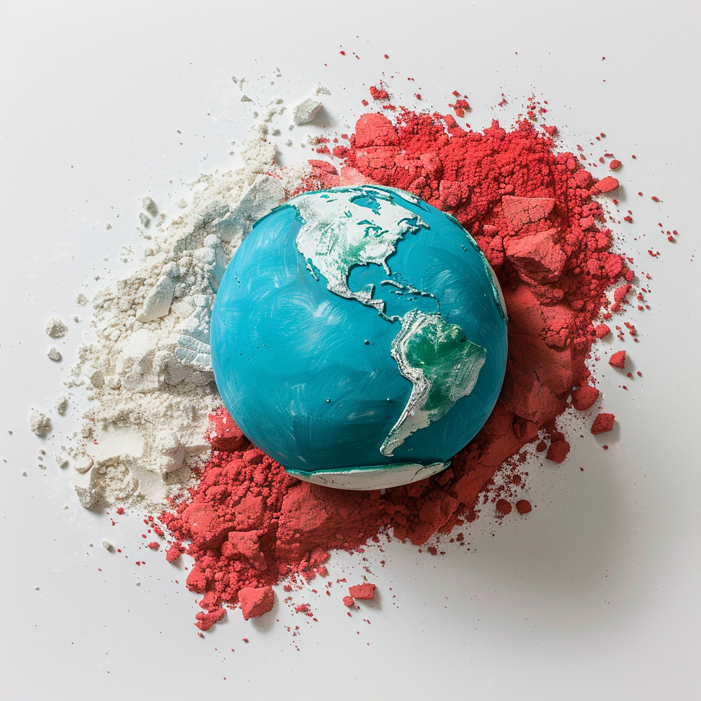 Globe on White Red Potash