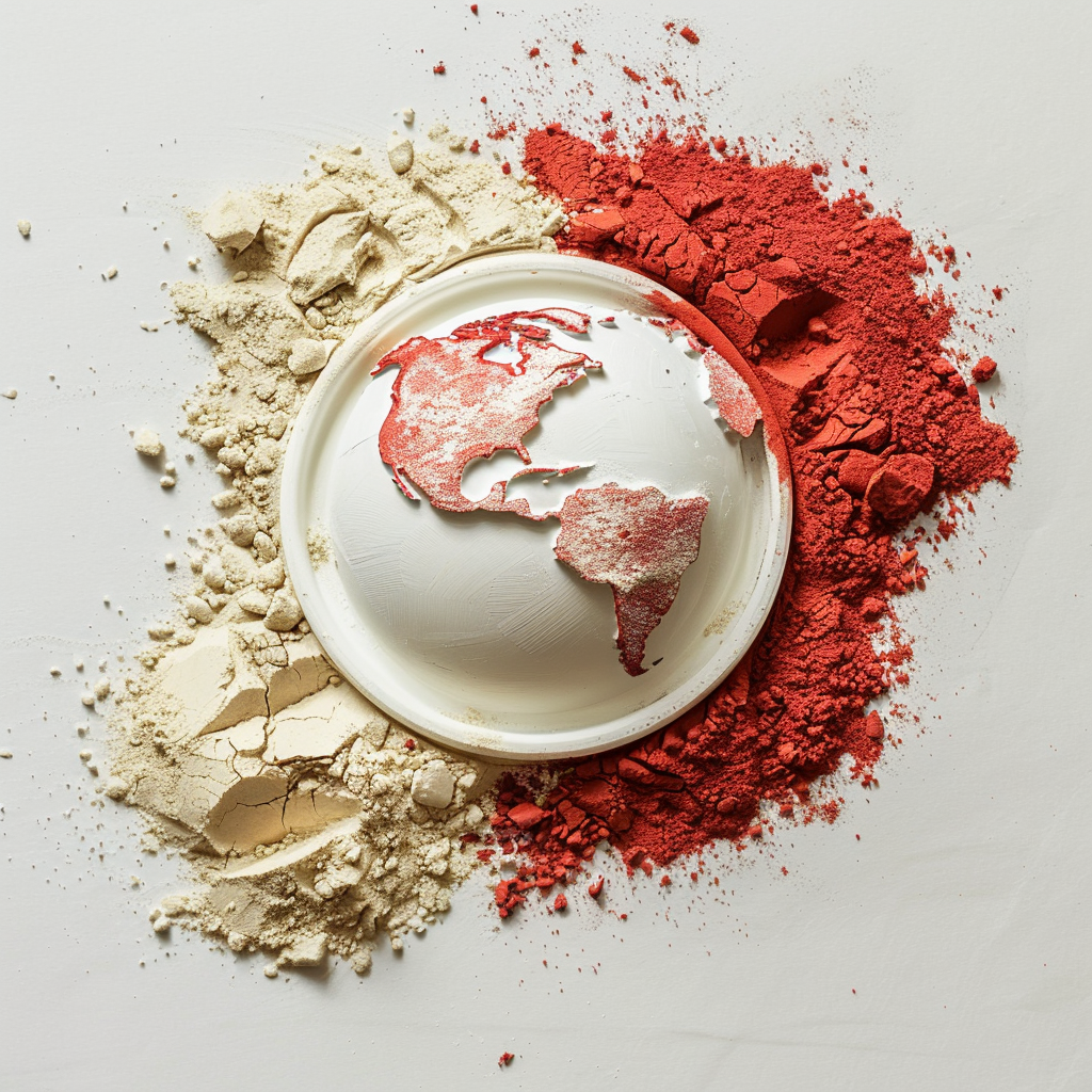 globe on white and red potash