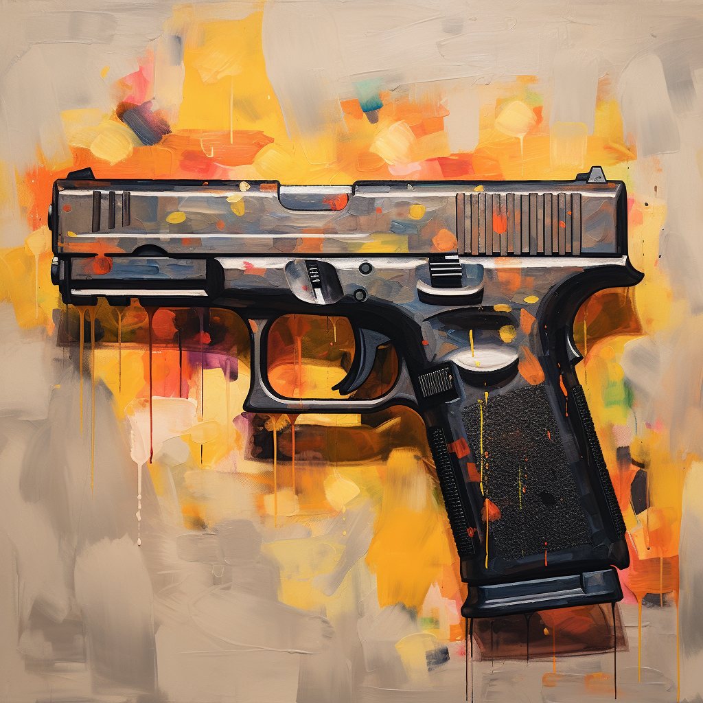 Colorful abstract painting of a glock