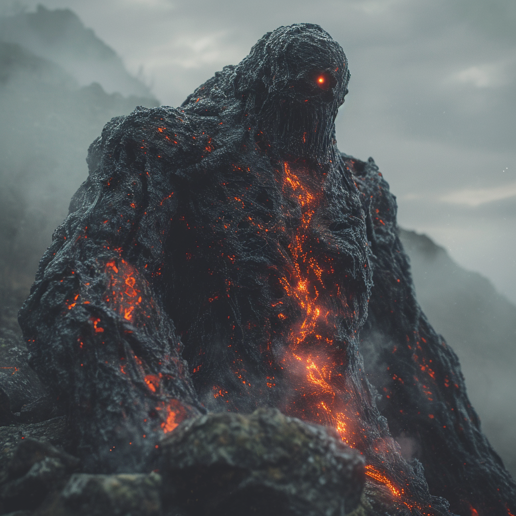 Golem made of lava and stone