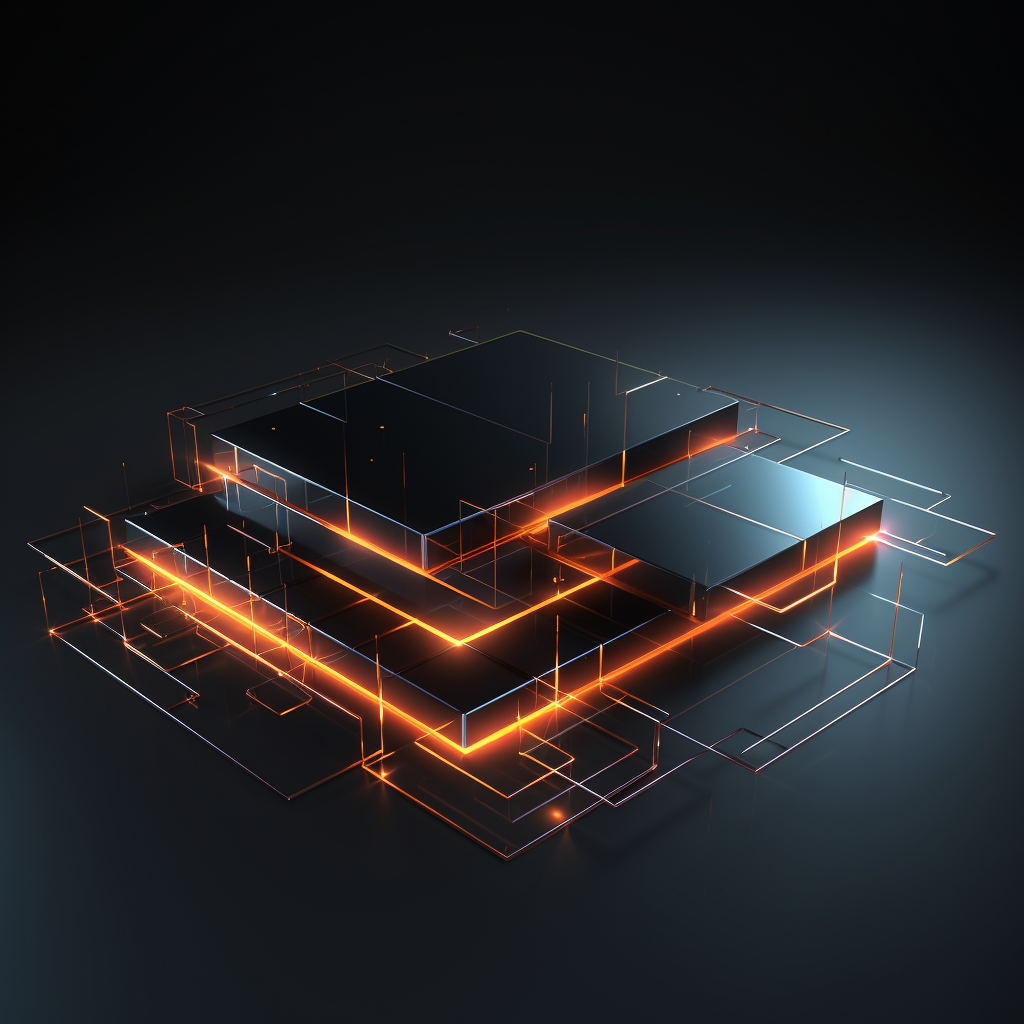 Glowing 3D Rectangle on Isometric Platform