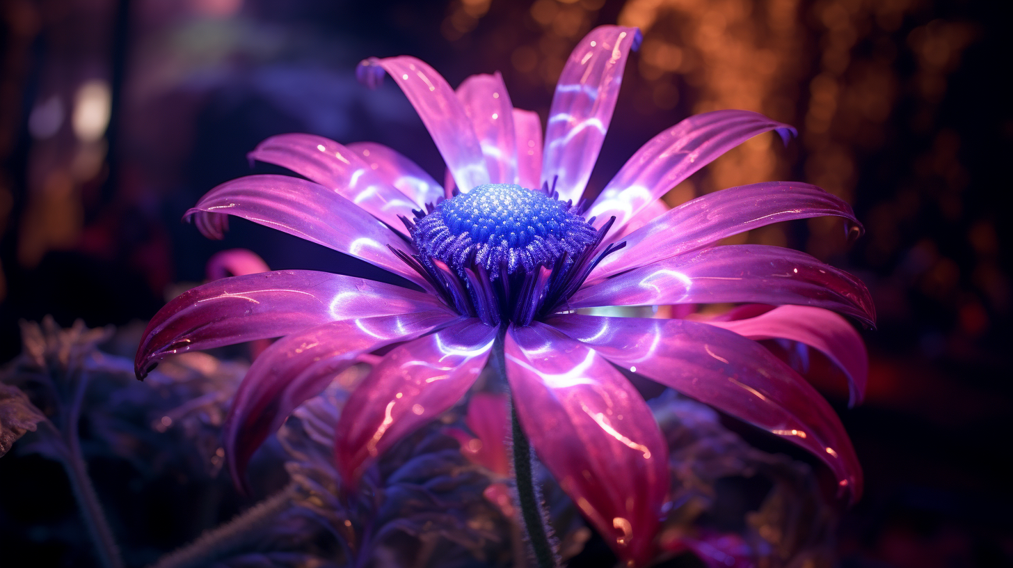 Alien daisy flower with glowing veins